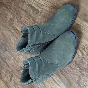 Earth Origins Olive Side Zip Suade Ankle Booties